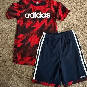 Adidas Kids Red and Black Graphic Tee